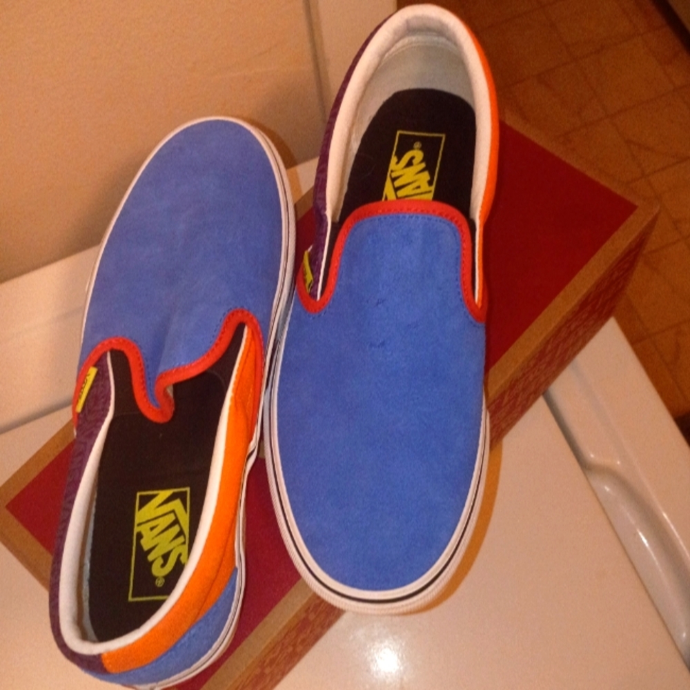 Men's/Women's Vans - Blue, Orange, and Purple